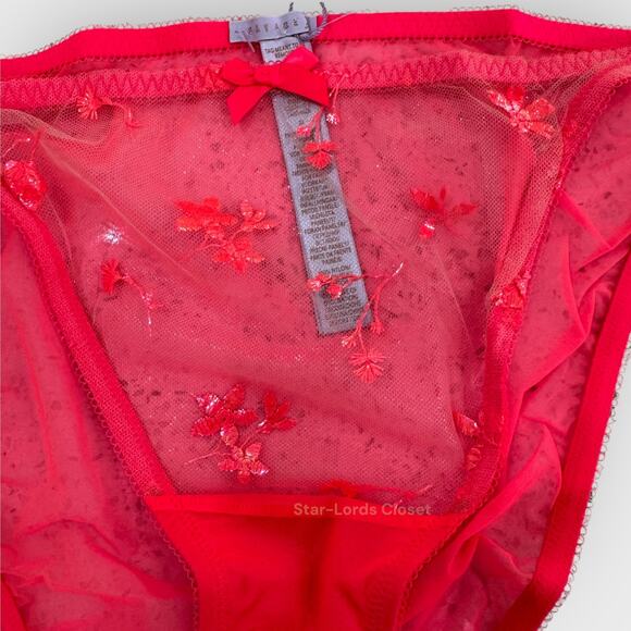 Savage X Fenty 2XL Pink Floral Foiled Sprigs String Bikini Brief Underwear - Picture 4 of 5